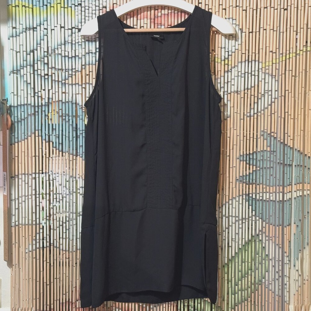 MOSSIMO, Sleeveless Drop Waist Tunic Blouse/Dress with Pleating, Black, Large